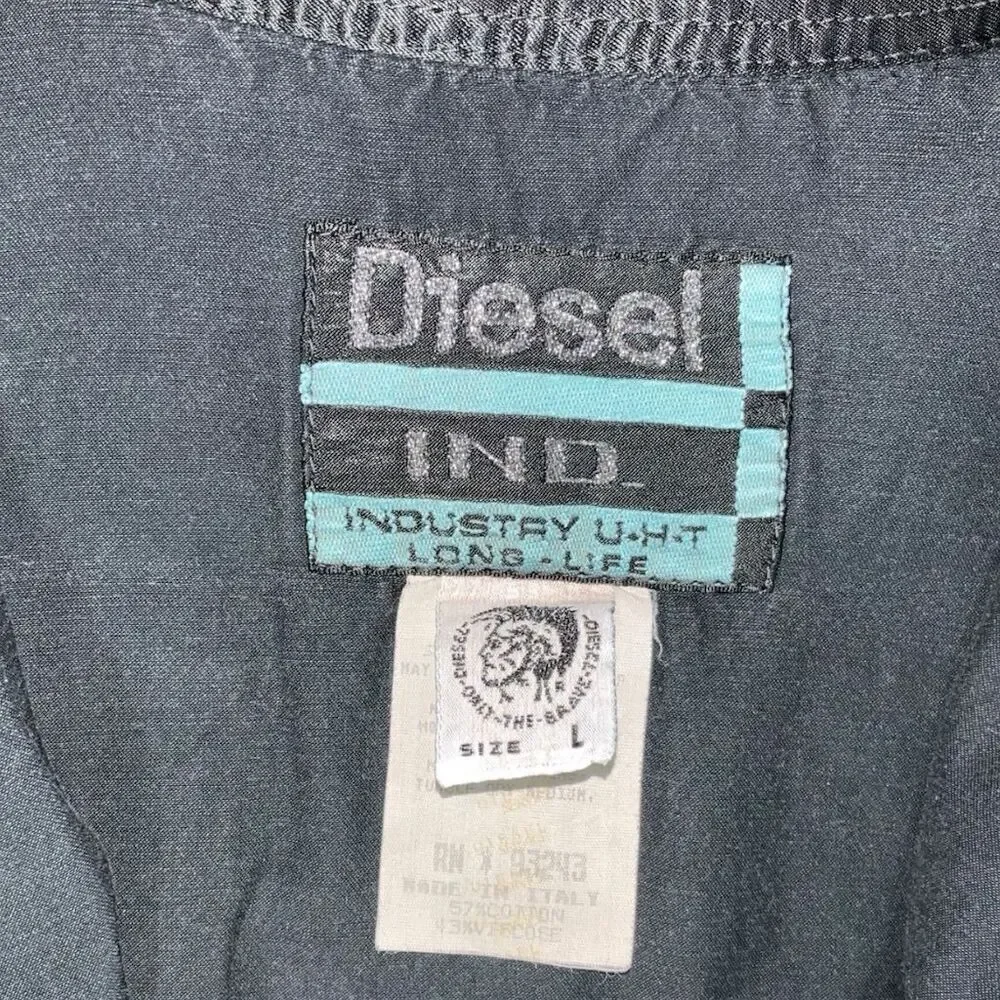 🖤 Diesel‎ Italy Satin Western Shirt | Size L | Black Luxe Rockstar Vibe